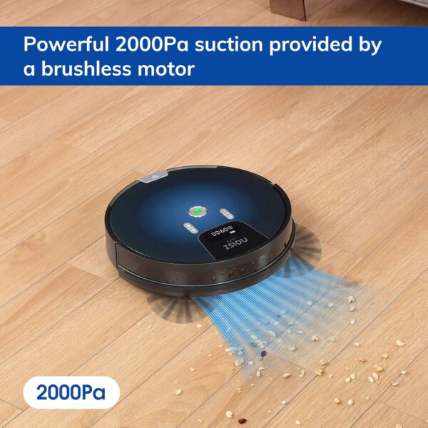 ILIFE NOISZ S8 Pro Robot Vacuum and Mop 2 in 1, 2000Pa, Route Planning, Auto Boosts on Carpets, ElectroWall, Good for Hard Floors, Medium-Pile Carpets, Gradient Blue - Image 2