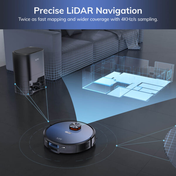 ILIFE T10s Robot Vacuum and Mop with Self-emptying Station, 3000Pa Suction, Lidar Navigation, Smart Home Integration - Image 4