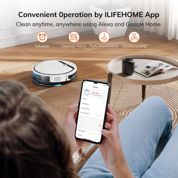 ILIFE Robot Vacuum and Mop Combo, V3s Pro Upgraded, 120mins, 3000Pa, 2-in-1 Mopping Robot Vacuum Cleaner, Path Route, for Pet Hair, Hard Floor, Carpet (V3x) - Image 6