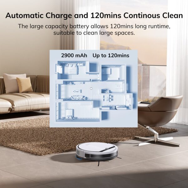 ILIFE Robot Vacuum and Mop Combo, V3s Pro Upgraded, 120mins, 3000Pa, 2-in-1 Mopping Robot Vacuum Cleaner, Path Route, for Pet Hair, Hard Floor, Carpet (V3x) - Image 7