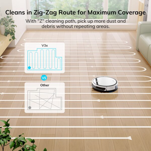 ILIFE Robot Vacuum and Mop Combo, V3s Pro Upgraded, 120mins, 3000Pa, 2-in-1 Mopping Robot Vacuum Cleaner, Path Route, for Pet Hair, Hard Floor, Carpet (V3x) - Image 5