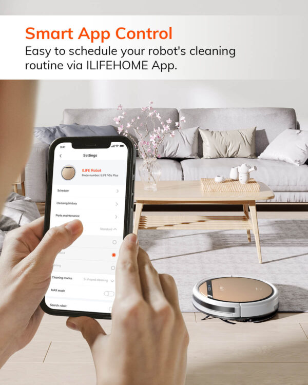 ILIFE V5s Plus Robot Vacuum and Mop Combo, For Pet Hair Cleaning, Works with Amazon Alexa/Google Assistant, APP Control - Image 4